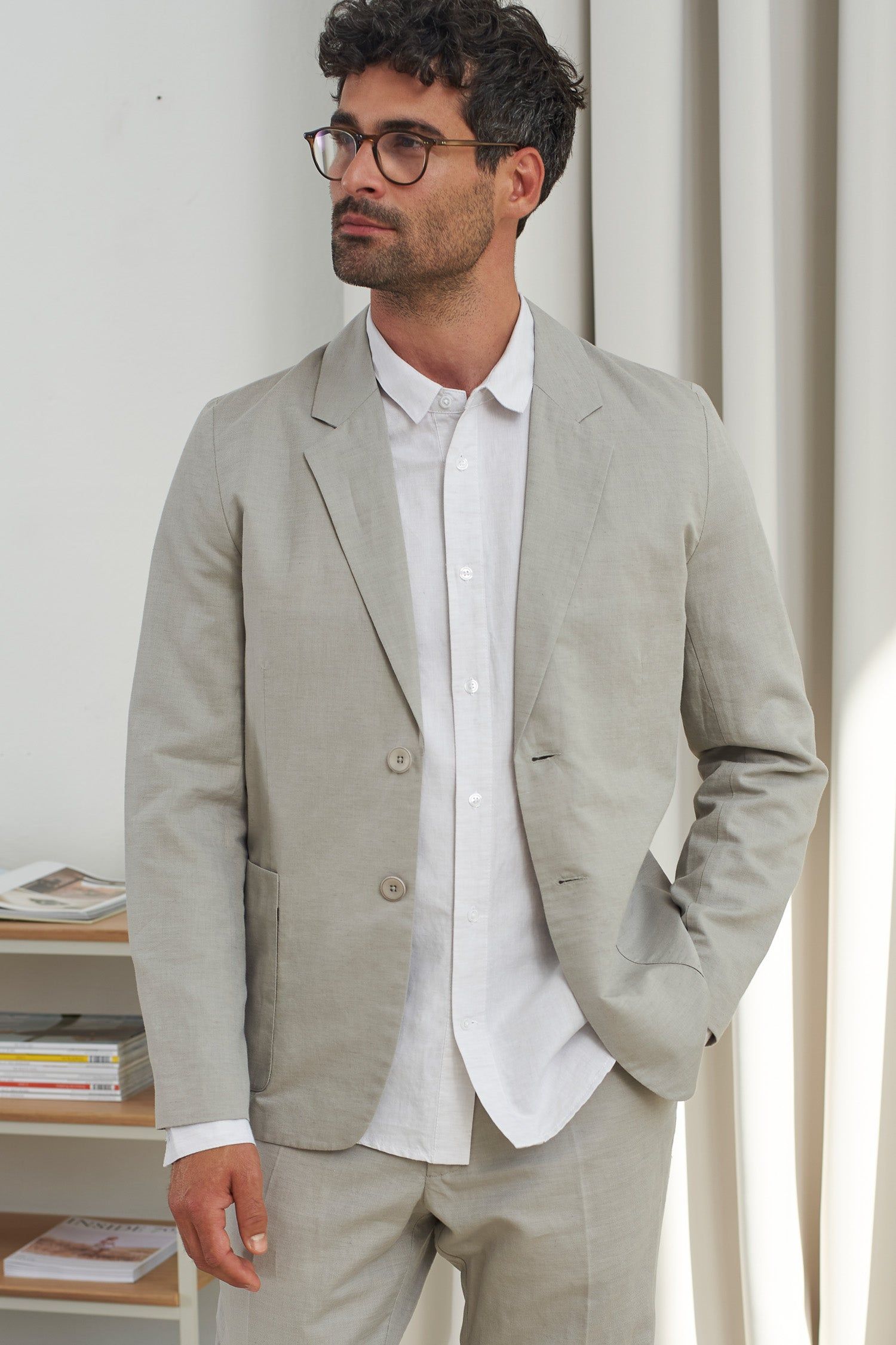 Blazer en coton bio et lin | lin naturel "enver reed linen", About Companions, photo 1