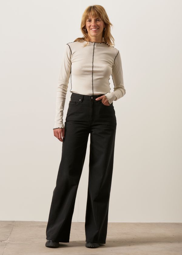 Jean wide leg en coton bio et recyclé | noir "sara high loose nero", Mud Jeans