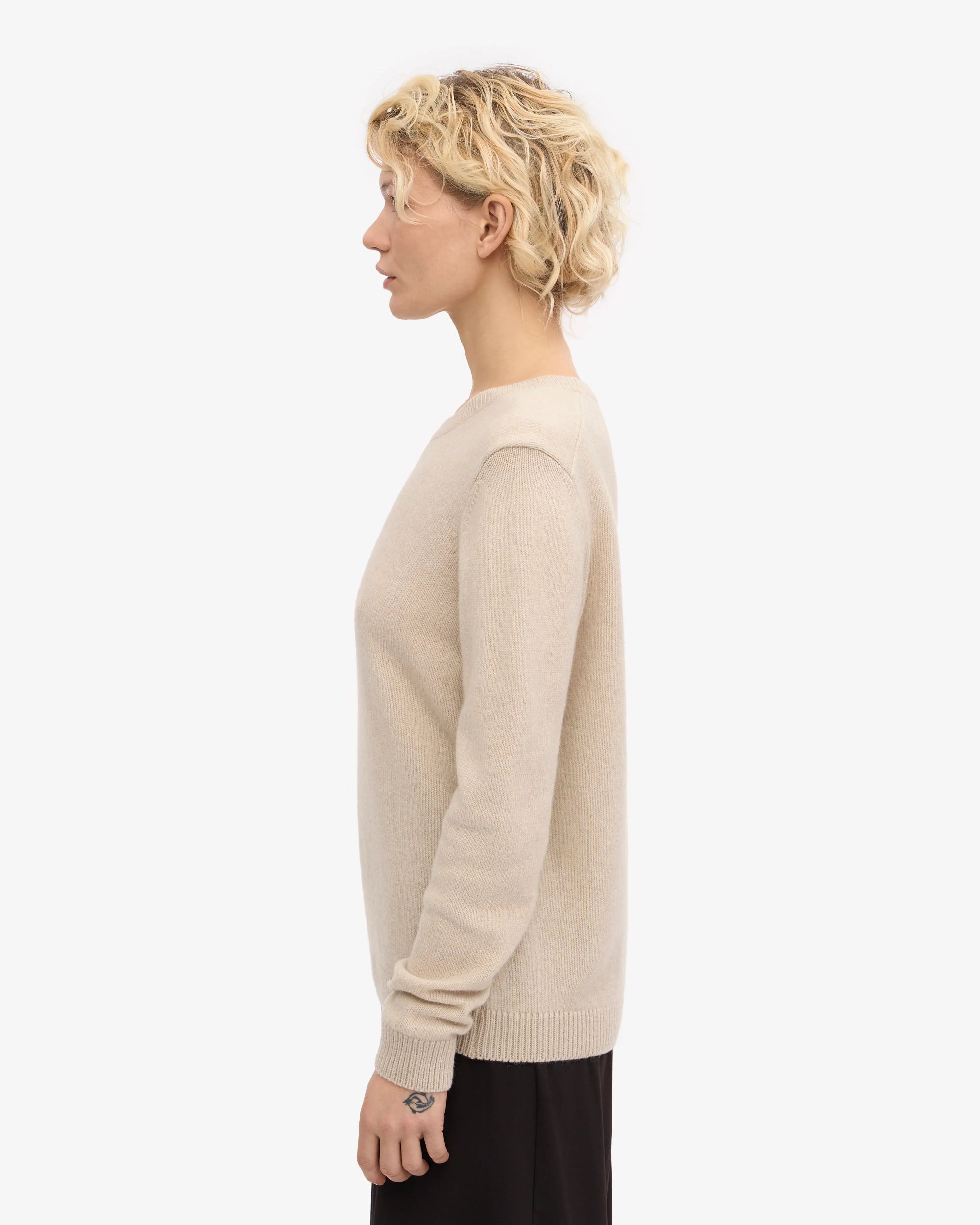 Pull en laine mérinos recyclée  - ivory white, Colorful Standard, photo 3
