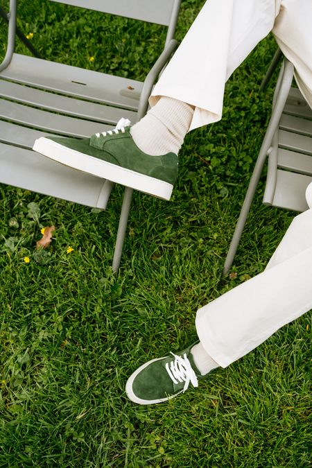 Baskets basses en suède et cuir certifié | vert "alexandre vert"