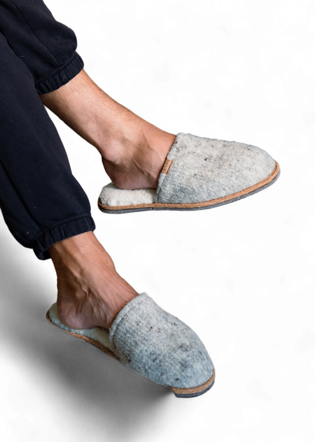 Chaussons en laine recyclée | rose "simone cendré"