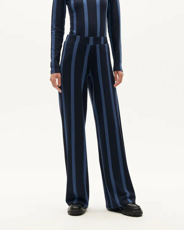 Pantalon droit en matières recyclées | bleu "navy dark heritage betty pants", Thinking Mu