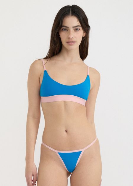 String en coton biologique | bleu "core play string thong - azure blue / marshmellow pink"