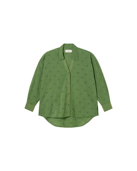 Chemise en coton bio | vert "cactus shiffli margaret blouse"