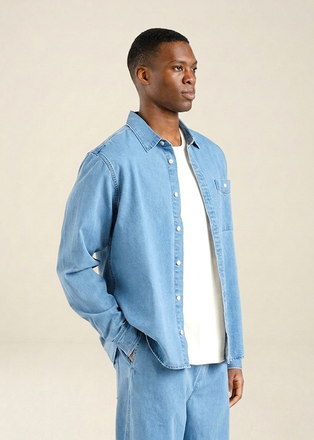 Chemise denim en coton bio | bleu clair "lunnevik denim light blue", Dedicated, photo 3