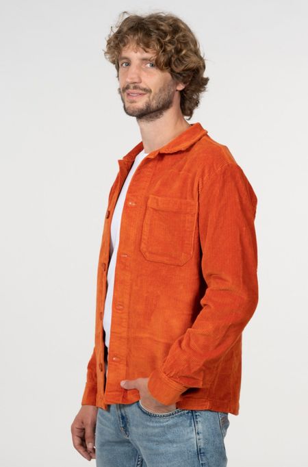 Veste orange en velours de coton bio - pine rust