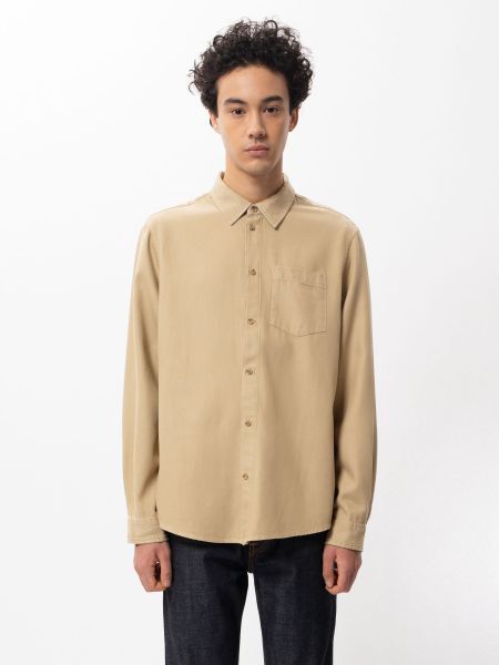Chemise beige en twill de lyocell et coton - chuck fluid, Nudie Jeans, photo 2