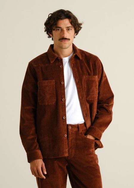 Chemise velours côtelé en coton bio | marron "Shirt kil corduroy cappuccino brown", Dedicated