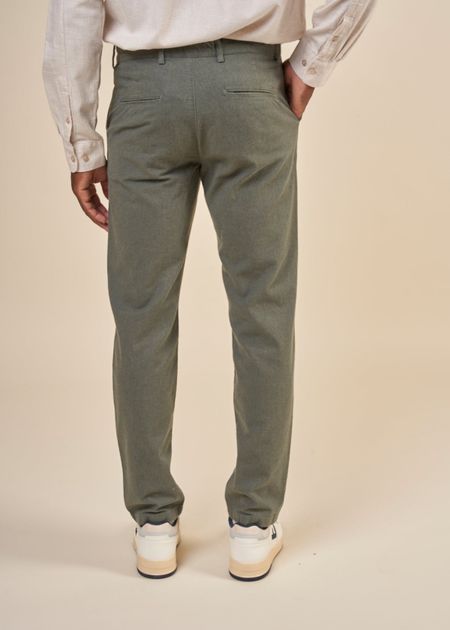 Chino en flanelle de coton bio | vert forêt "chuck flannel chino pants forrest night, Knowledge Cotton Apparel, photo 4