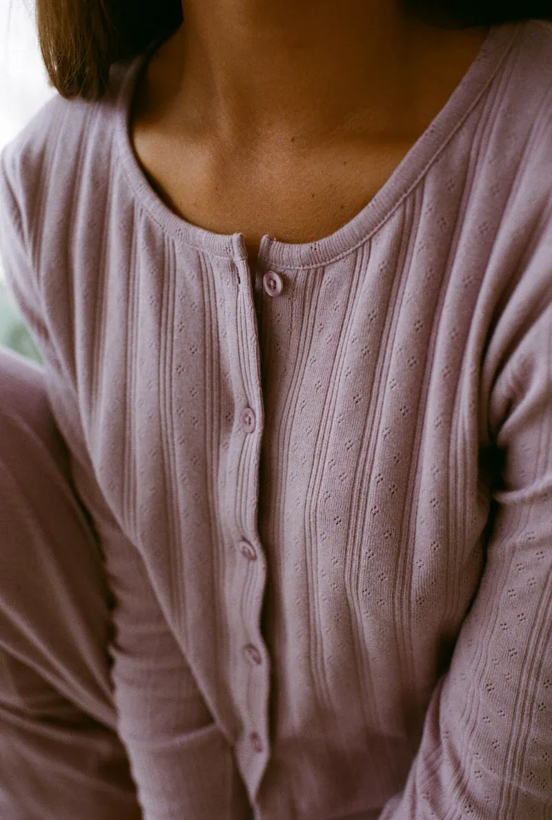 Top pyjama en coton bio | mauve "maud", Nénés Paris, photo 2
