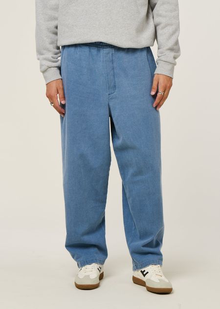 Pantalon large en coton bio | bleu "denim wide pant recycled cotton - washed denim" - Rotholz