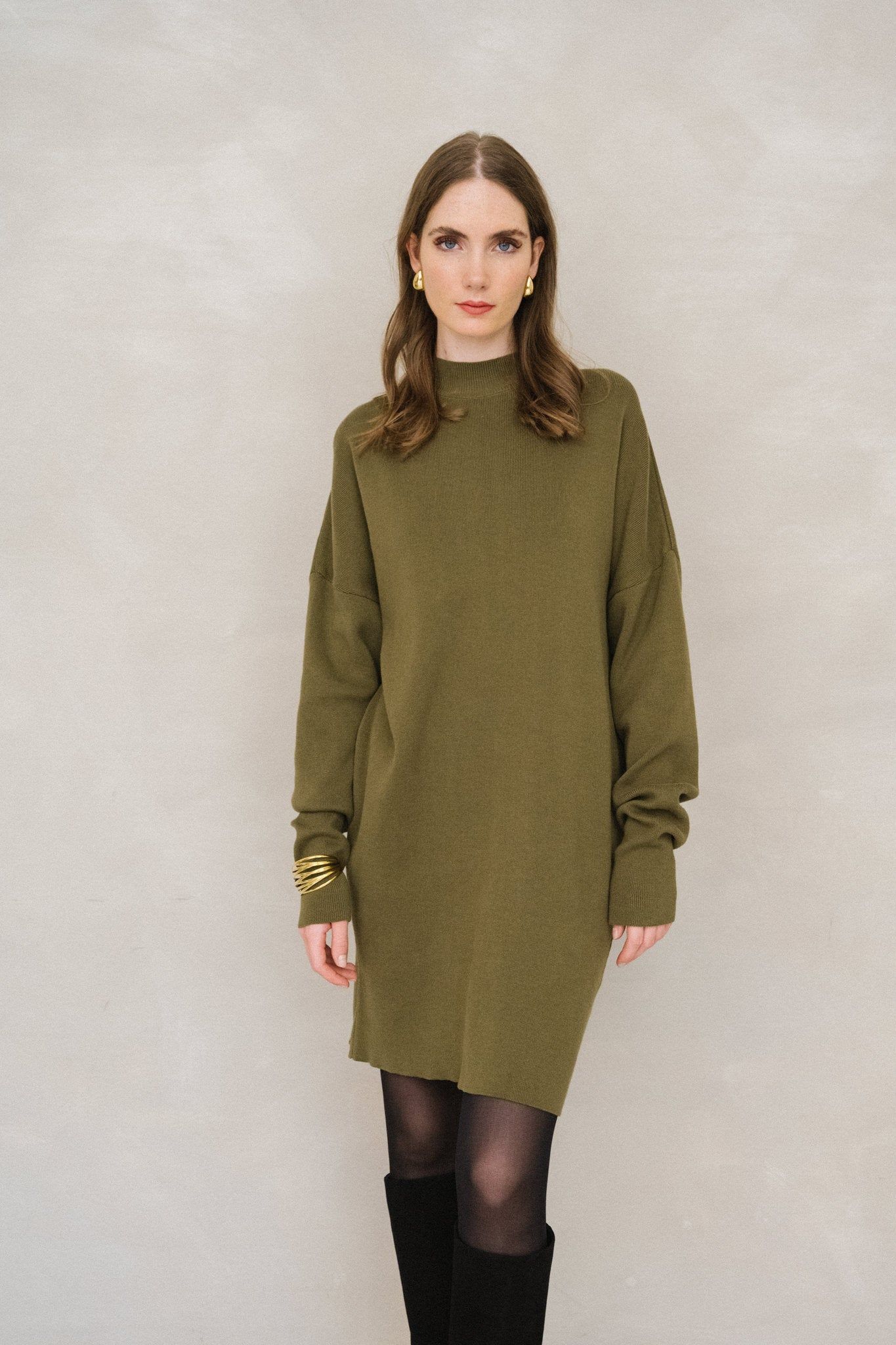 Strickkleid aus Bio-Baumwolle | Oliv "nuna - woody olive", Jan'n June, Foto 3
