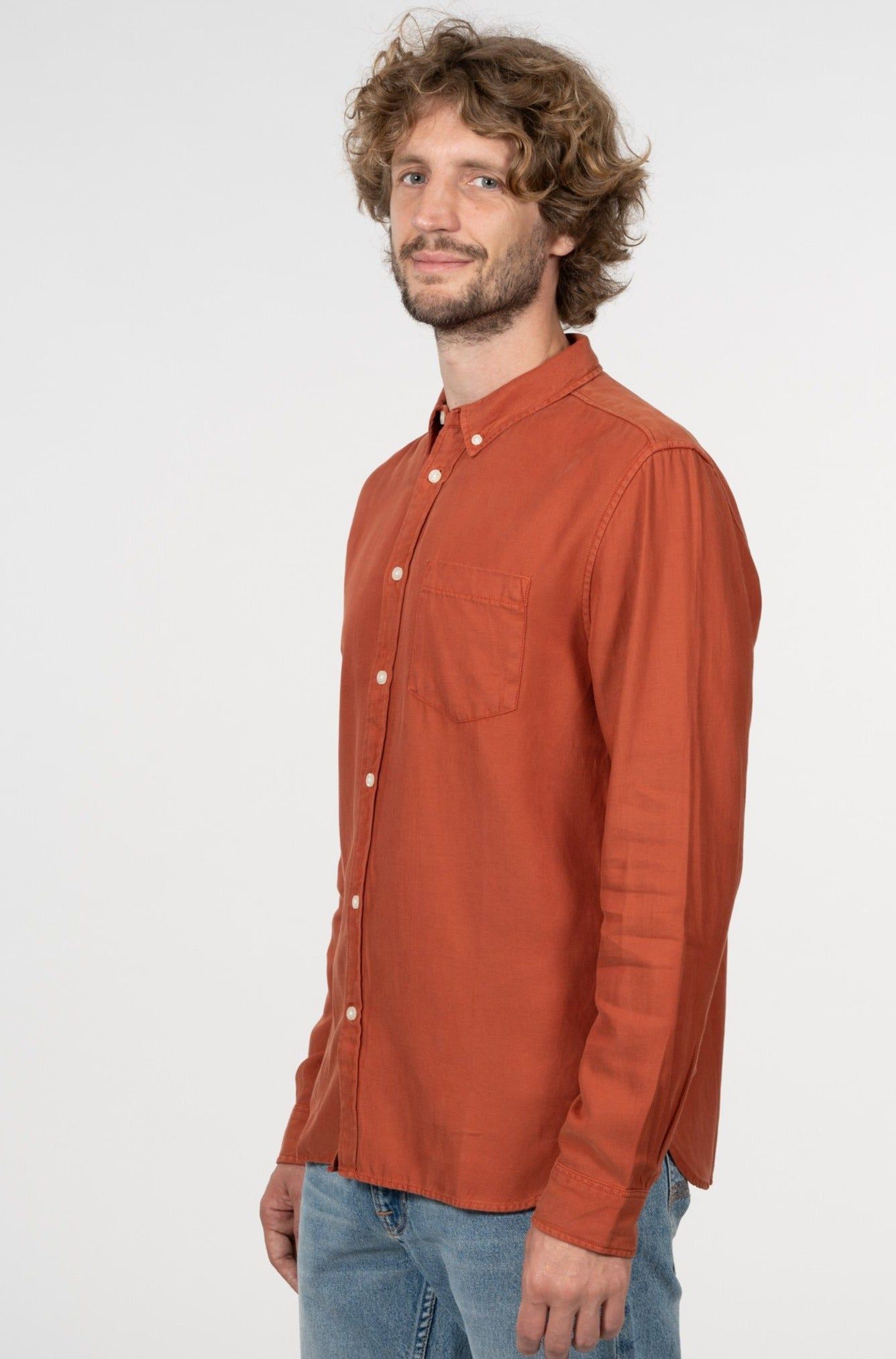 Chemise rouille en tencel et coton bio - larch arabian spice, Knowledge Cotton Apparel, photo 1