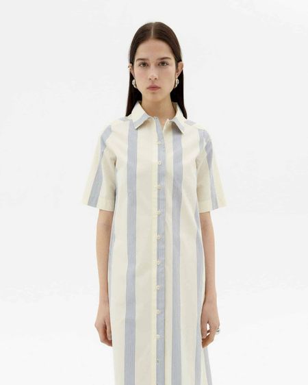 Langes Hemdblusenkleid aus Bio-Baumwolle | "persian stripes gianna dress - ecru", Thinking Mu, Foto 2