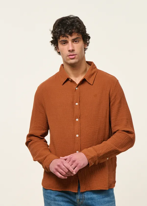 Chemise en gaze de coton bio | rouille "Unyee - coconut shell", Twothirds